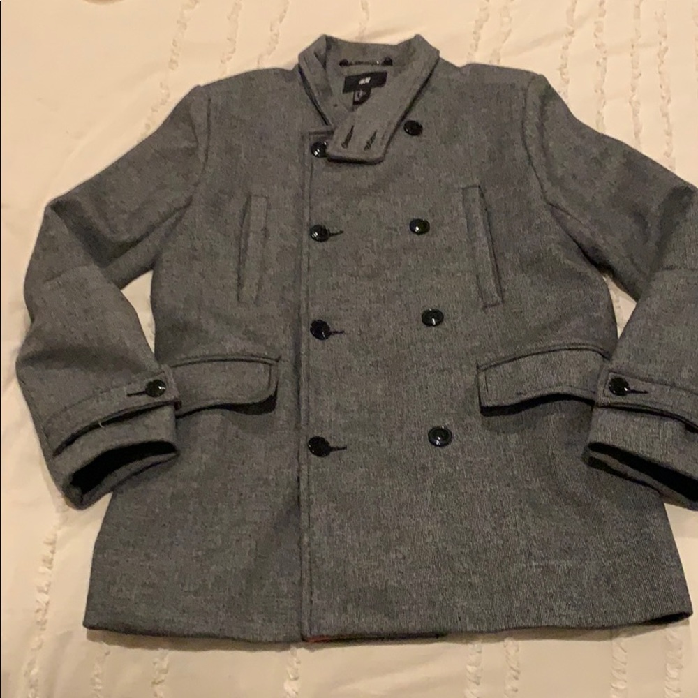 Men H&M gray Peacoat medium 40R